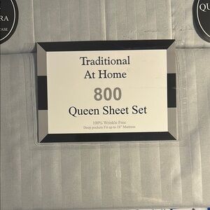 Traditional At Home Queen 6pc Sheet Set Platinum Gray Embossed Stripes